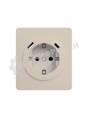 Розетка KRANZ ROUND 1-ая с/з с/у з/ш 16А с USB A+C быстрой зарядки 5В/3А шелк