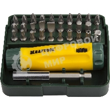 Набор KRAFTOOL Отвертка реверсивная с битами и адаптером, Cr-V, 32 предмета 26142-H32