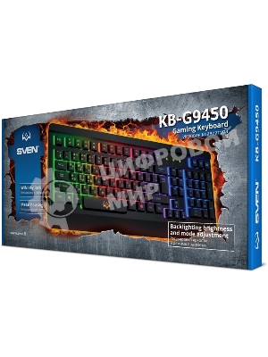 Клавиатура проводная игровая SVEN KB-G9450 (104кл., мет. корпус, 12 Fn функций, подсветка)