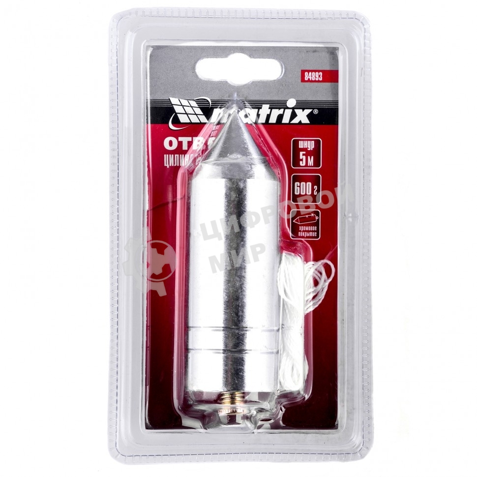 Отвес Matrix цилиндрический, 600 г, шнур 5 м