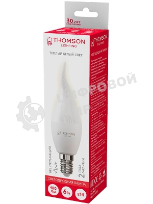 Лампа светодиодная Hiper THOMSON LED TAIL CANDLE 6W 480Lm E14 3000K TH-B2025
