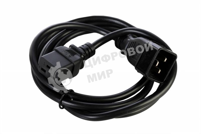Шнур питания ЦМО с заземлением IEC 60320 C19/IEC 60320 C20, 16А/250В (3x1,5), длина 3 м. (R-16-Cord-C19-C20-3)