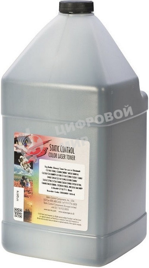 Тонер Static Control OKIUNIV3-1KG-K черный флакон 1000гр. для принтера Oki C3300N5500