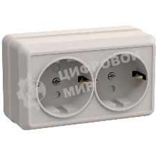 Розетка 2-м ОП Октава 16А РСш22-3-ОКм защ. шторки с заземл. IP20 крем. IEK ERO24-K33-16-DC