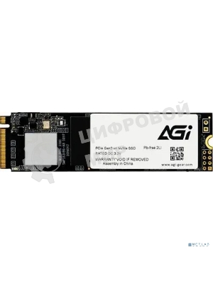 Накопитель SSD AGI AI298, 512Gb, PCIe 3.0 x4, M.2 2280, NVMe, R/W 2200/1300