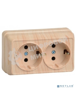 Розетка 2-м ОП Октава 16А РС22-3-ОС с заземл. сосна IEK ERO21-K03-16-DC