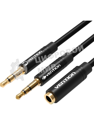 Переходник-разветвитель Vention гибкий Jack 3.5 мм F 4 pin/Jack 3.5 мм M x 2 - 1м BBDBF