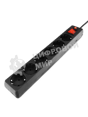 Сетевой фильтр Гарнизон 6 р, 10А, 3 м, ур.защиты 4, черный, пакет