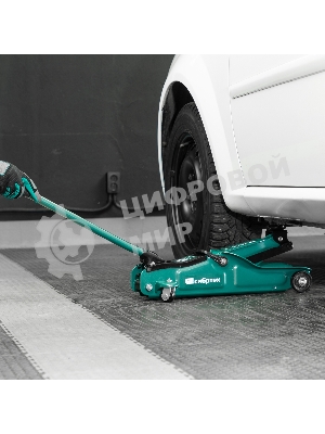 Домкрат гидравлический подкатной Сибртех 2 т, 85-330 мм, низкий подхват, в пластиковом кейсе