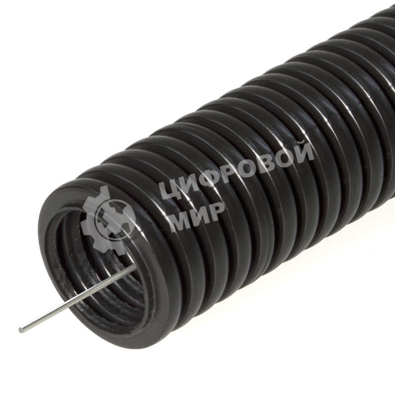 Труба гофрированная ПНД d40мм с протяж. черный (уп. 25 м) Урал Пак ГФ-1100040-025