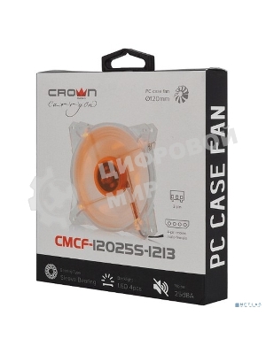Вентилятор для корпуса Crown CMCF-12025S-1213 прозрачный/оранжевый, 120 мм, 1650 об/мин, 28 дБ, 3 pin