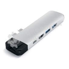 USB-концентратор Satechi Aluminum Pro Hub with Ethernet для 2016/2017 MacBook Pro 13” и 15”, серебряный.