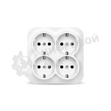 Розетка 4-м ОП 16А IP20 с заземл. белый квадрат IONICH 1449
