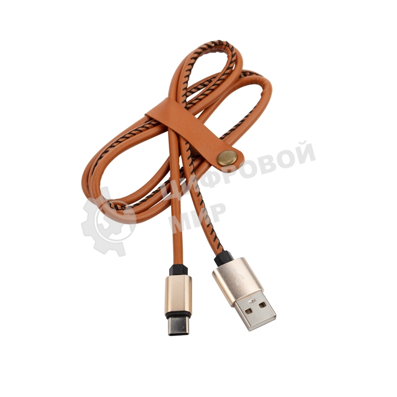 Кабель USB-Type-C Rexant 2A/leather/brown/1м