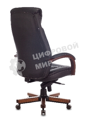Кресло Бюрократ T-9924WALNUT черный, кожа, подголовник