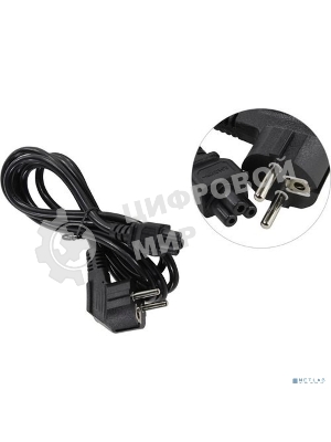Кабель питания ноутбуков ExeGate Special PC5-1,8S (Евровилка Schuko->С5) 3*0.75мм2, ССА, черный, 1.8м.