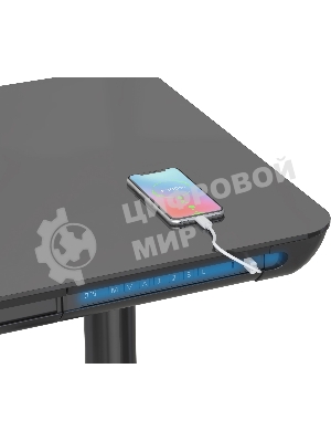 Стол компьютерный Cactus CS-EGD-BK-LED столешница закаленное стекло, черный, каркас черный