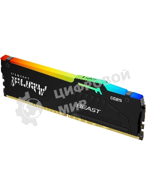 Оперативная память Kingston Fury Beast, DDR5, 16Gb (1x16GB), 6000MHz, CL36, DIMM, с радиатором, RGB, черный