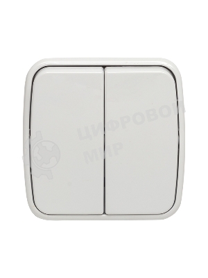 Выключатель 2-клавишный ОП 10А белый Минск EKF Basic