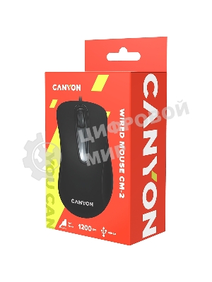 Мышь проводная Canyon CM-2 черный, 800 dpi, USB, кнопки - 3