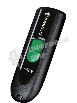 Флешка USB Transcend JetFlash 790С (TS64GJF790C), 64Gb, USB 3.0 Type-C, R/W 90/60, черный/зеленый
