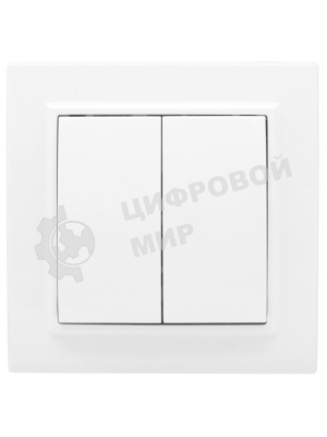 Выключатель 2-клавишный СП,10А, белый EKF Basic Минск
