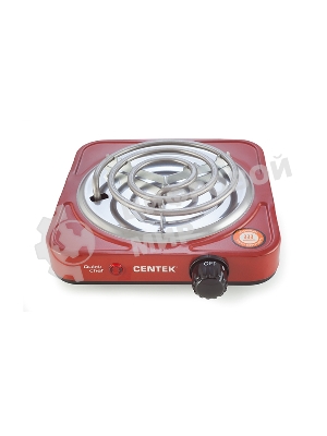 Плита настольная электрическая Centek CT-1508 красный, 1 кВт, ТЭН, конфорки - 1, эмаль, поворотные переключатели