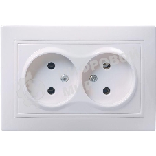 Розетка 2-м СП Кварта 10А IP20 без заземл. белый IEK ERK23-K01-10-DM