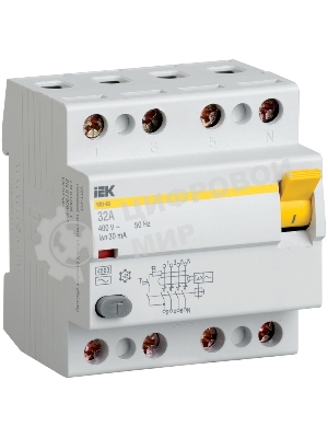 Выключатель дифференциального тока (УЗО) 4п 80А 300мА тип AC ВД1-63 IEK MDV10-4-080-300
