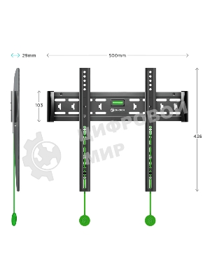 Кронштейн ONKRON FM5/32-55'' макс 400x400 наклон 0º от стены: 29мм макс вес 56,8кг
