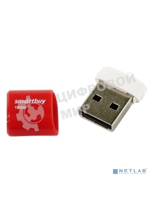 Флешка USB Smartbuy LARA Red (SB16GbLARA-R), 16Gb, USB 2.0, R/W 15/5, красный/белый