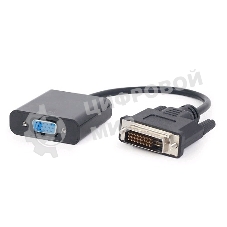 Переходник DVI-D-VGA Cablexpert A-DVID-VGAF-01, 25M/15F, кабеля 0,2м, черный, пакет