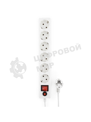 Сетевой фильтр Гарнизон ECL-6-W-5, 6 р, 10А, 5 м, ур.защиты 4, белый, пакет