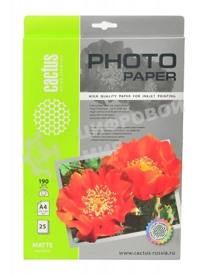 Фотобумага Cactus CS-MA419025 матовая A4 190 г/м2 25 листов