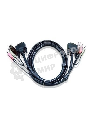 Кабель ATEN KVM USB(тип А Male)+DVI-D(Male)+2хАудио(Male) (-) USB(тип B Male)+DVI-D(Male)+2хАудио(Male) 1,8м., черный. CABLE DVI/USBA/SP.MC-DVI/USB B 1.8M