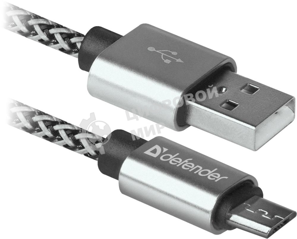 Кабель Defender USB08-03T PRO USB2.0 белый, AM-MicroBM, 1m, 2.1A