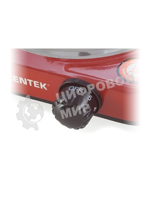 Плита настольная электрическая Centek CT-1508 красный, 1 кВт, ТЭН, конфорки - 1, эмаль, поворотные переключатели