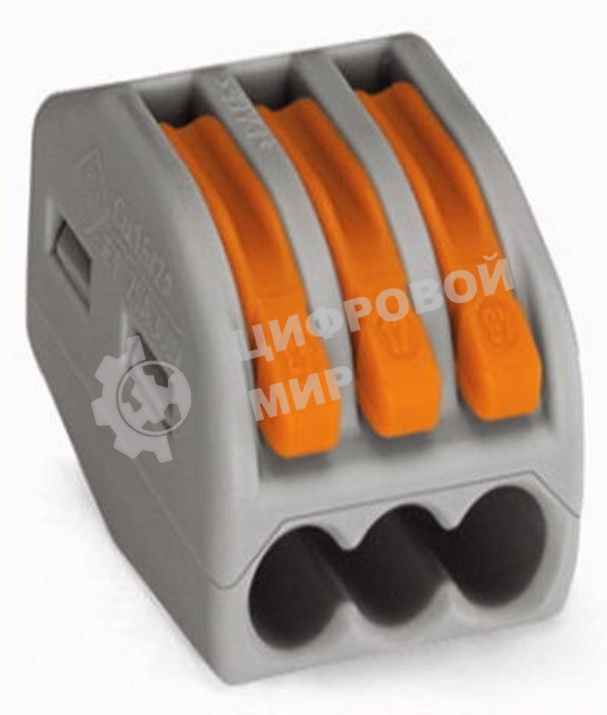 Универсальная клемма, 3-проводная, серая (0,08-2,5/4 мм²) (50 шт./уп.) WAGO 222-413