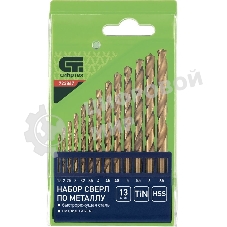 Набор нитридтитан Сибртех, сверл по металлу, 1,5-6,5мм НSS,13 шт