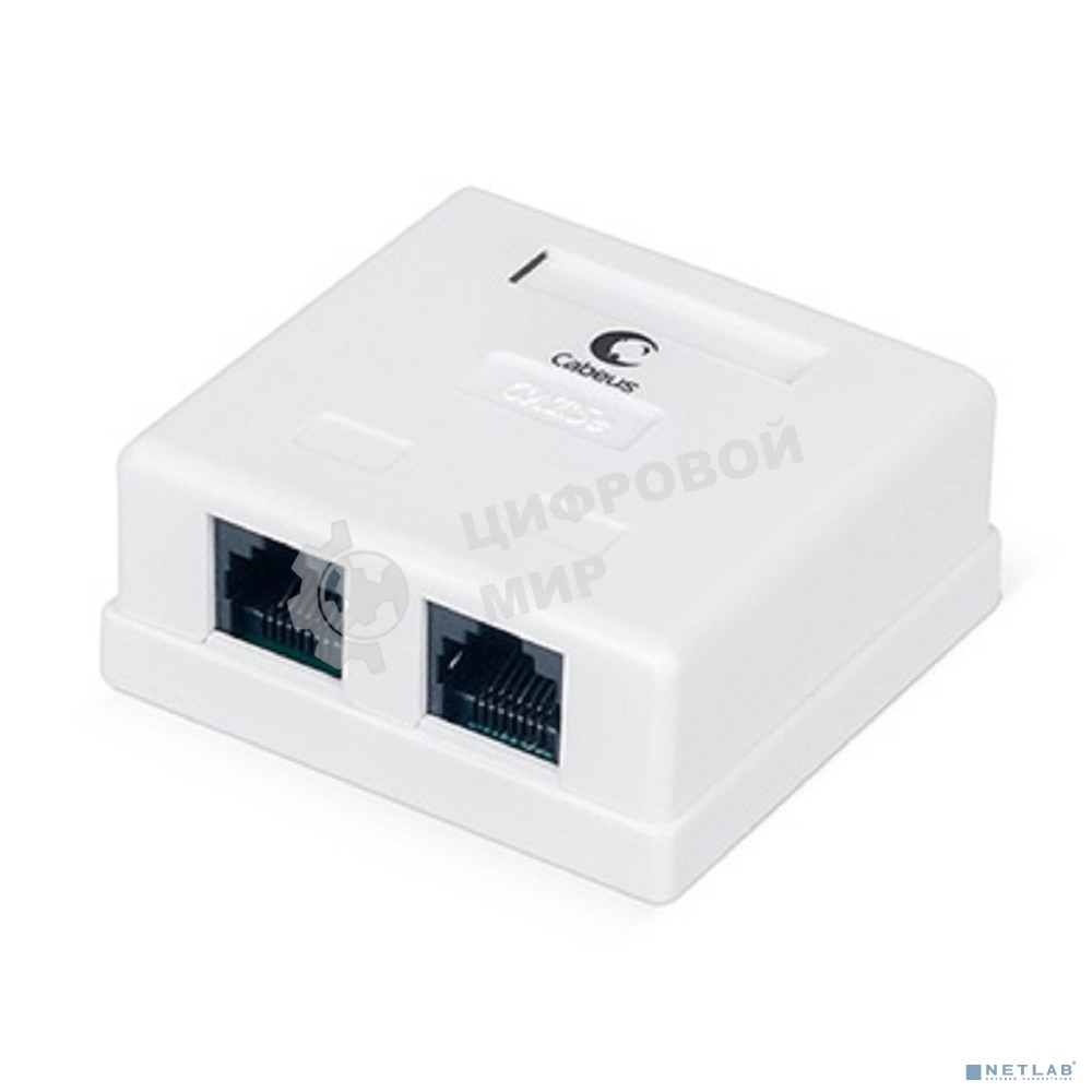 Розетка компьютерная Cabeus WS-8P8C-Cat.5e-2 RJ-45, категория 5e, двойная, внешняя, Dual IDC