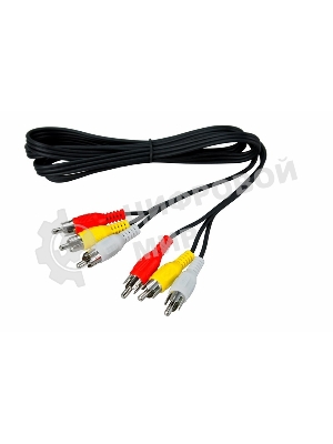 Шнур Rexant 3 RCA - 3 RCA, 1.5 м, черный (10 шт./уп.)