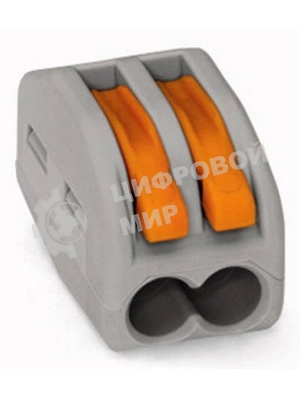 Клеммы, сжим Wago 222-412 Универсальная многоразовая 2-проводная клемма (0,08-2,5 (4) мм2) 50 шт. (07-5152)