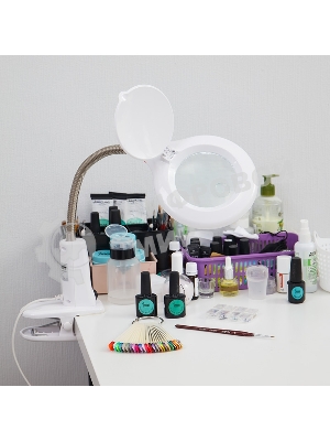 Лупа настольная 3D+12D Rexant с подсветкой 60 LED, прищепка, белая