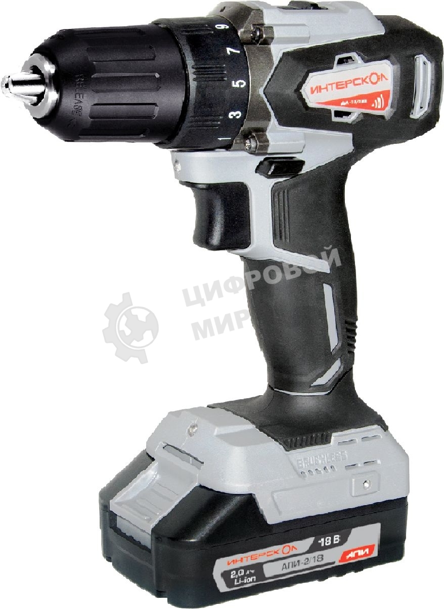 Дрель-шуруповерт аккумуляторная ИНТЕРСКОЛ ДА-13/18ВК 575.2.2.70, 2 аккум., 2А·ч, кейс, АПИ