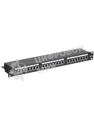 Патч-панель 1U кат.6 STP, 24 порта (IDC Dual), с кабельным органайзером ITK
