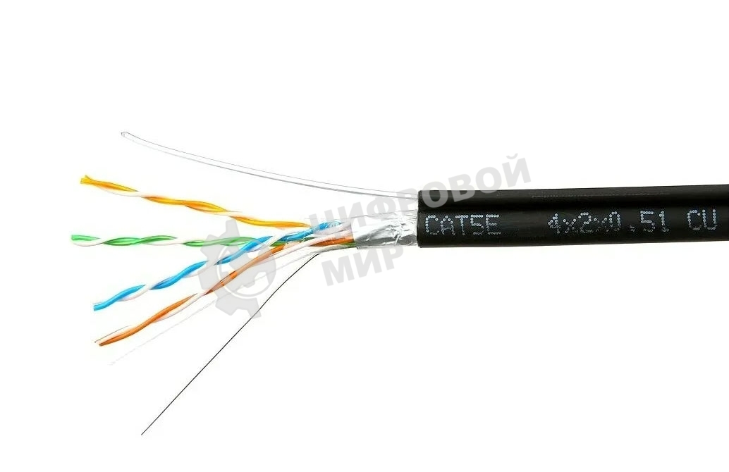 Кабель Cablexpert FPC-5051E-4-CU-OUTR/100, FTP outdoor 4x2x0.51 на тросу, медный, кат.5e, однож., 100м, box, черный