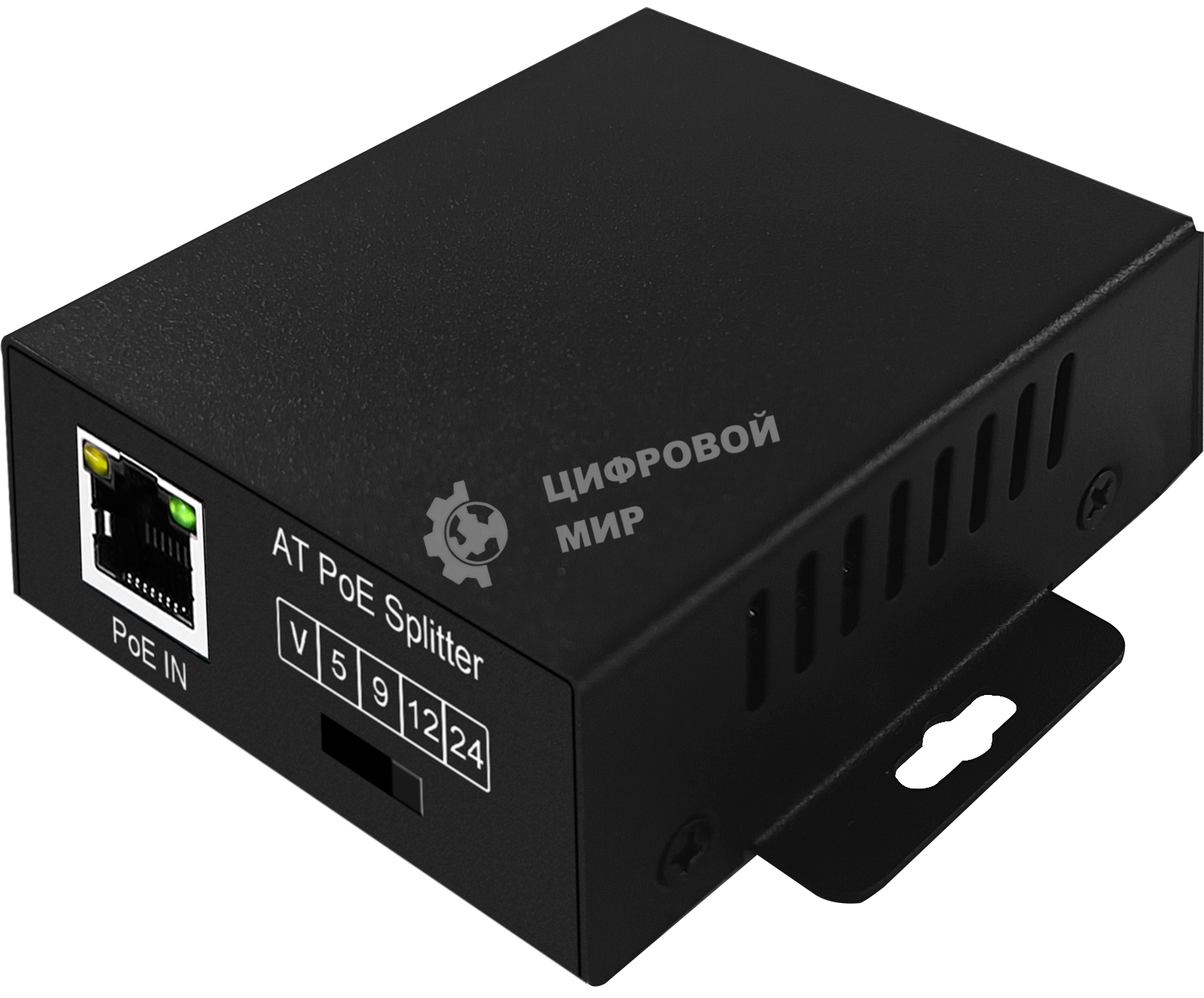 PoE-сплиттер Gigabit Ethernet с функцией выбора напряжения на 5/9/12/18V. Соответствует стандартам PoE IEEE 802.3af/at. Предназначен для питания оконечных сетевых устройств, не поддерживающих PoE. Порты: вх. - RJ45(10/100/1000 Base-T, IEEE 802.3af/at), вых. - RJ45(10/100/1000 Base-T)/штекер (DC5V(3А), 9V(2,5A), 12V(2A), 18V(1,6A). Переключатель выходного напряжения. Размеры (ШxВxГ), 73x30x78мм. Рабочая температура 0 ... +40°C.