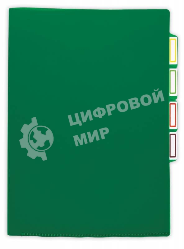 Папка-уголок Бюрократ -E356GRN 3 уровн. A4, пластик, 0.15мм, зеленый