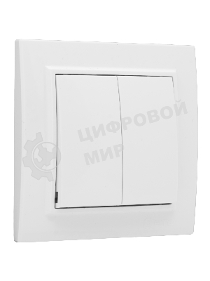 Выключатель 2-клавишный СП,10А, белый EKF Basic Минск