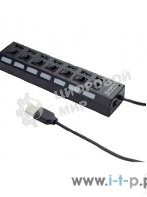 Концентратор USB 2.0 Gembird UHB-U2P7-02, 7 портов, питание, блистер